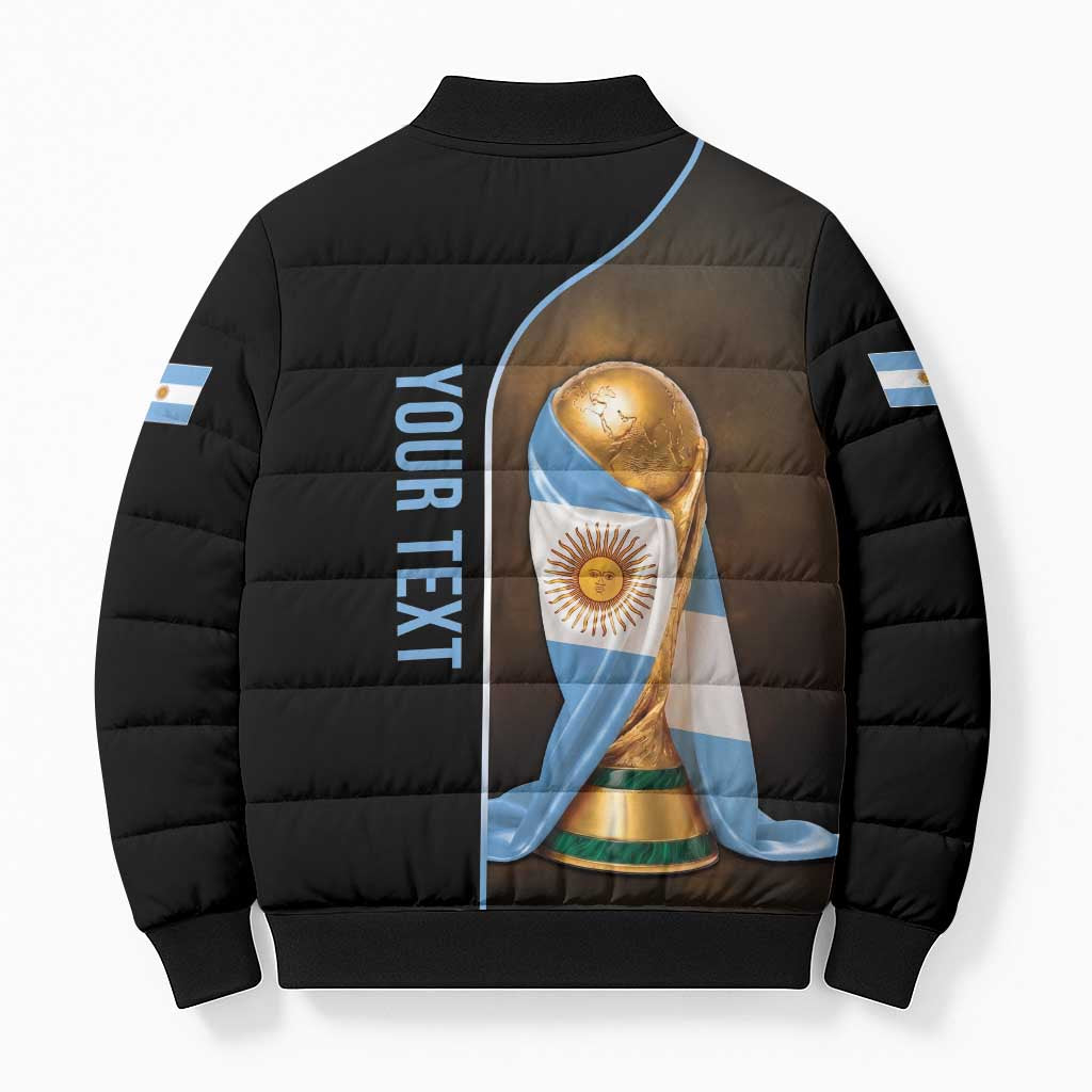 Personalized Argentina Football 2026 Bomber Puffer Jacket Trophy Flag Pride Art