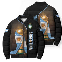 Personalized Argentina Football 2026 Bomber Puffer Jacket Trophy Flag Pride Art