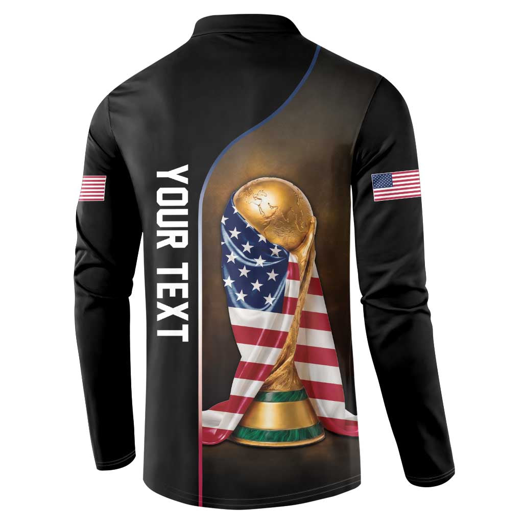 Personalized  USA Football 2026 Button Sweatshirt Trophy Flag Pride Art