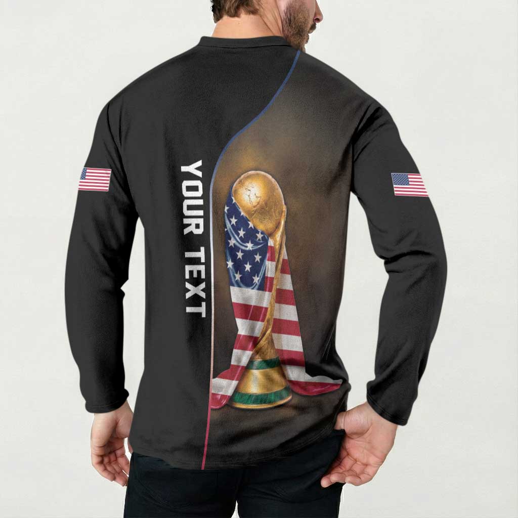 Personalized  USA Football 2026 Button Sweatshirt Trophy Flag Pride Art