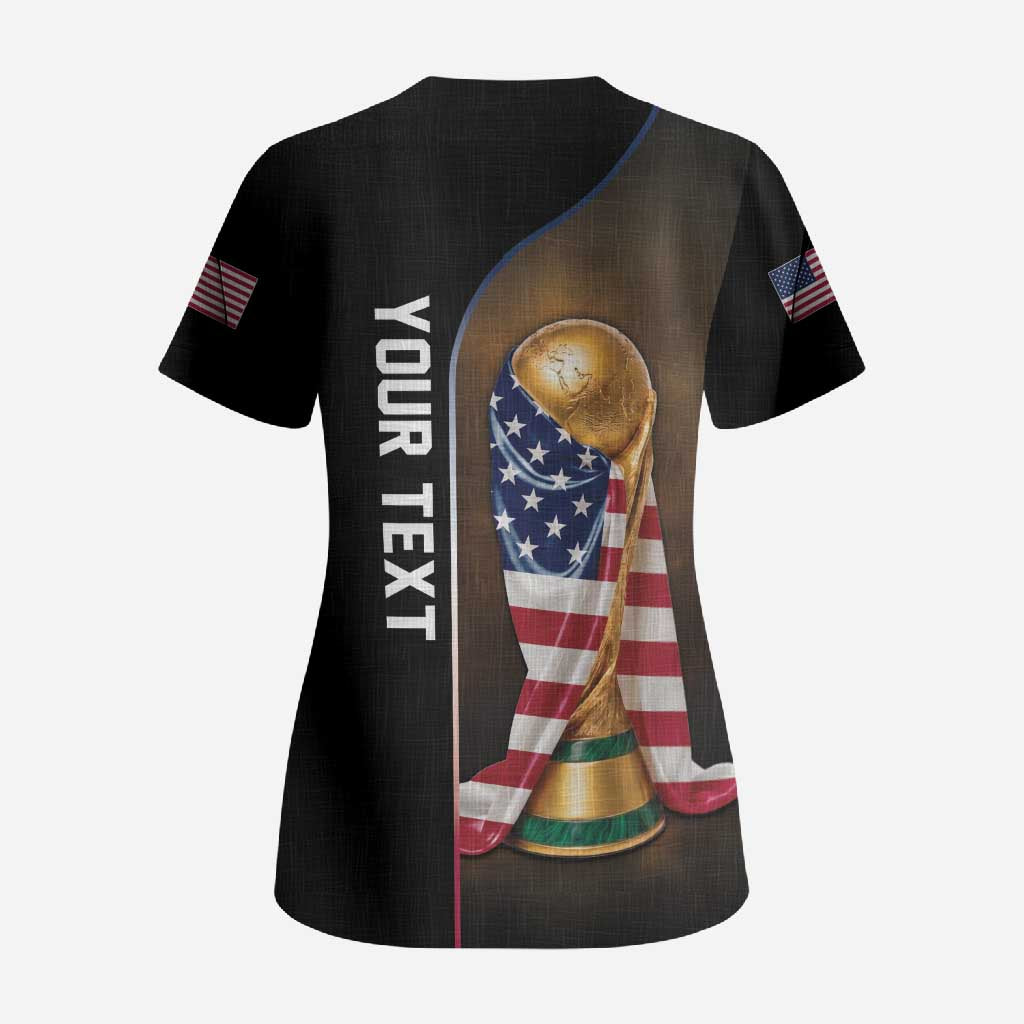Personalized  USA Football 2026 Scrub Top Trophy Flag Pride Art