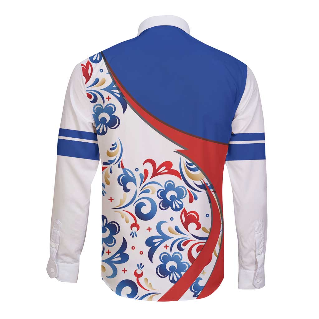 Matryoshka Doll Long Sleeve Button Shirt Flag Color Style No2 - Wonder Print Shop