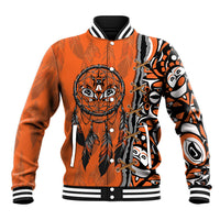 Canada Indigenous Orange Shirt Day Baseball Jacket Haida Dreamcatcher Art