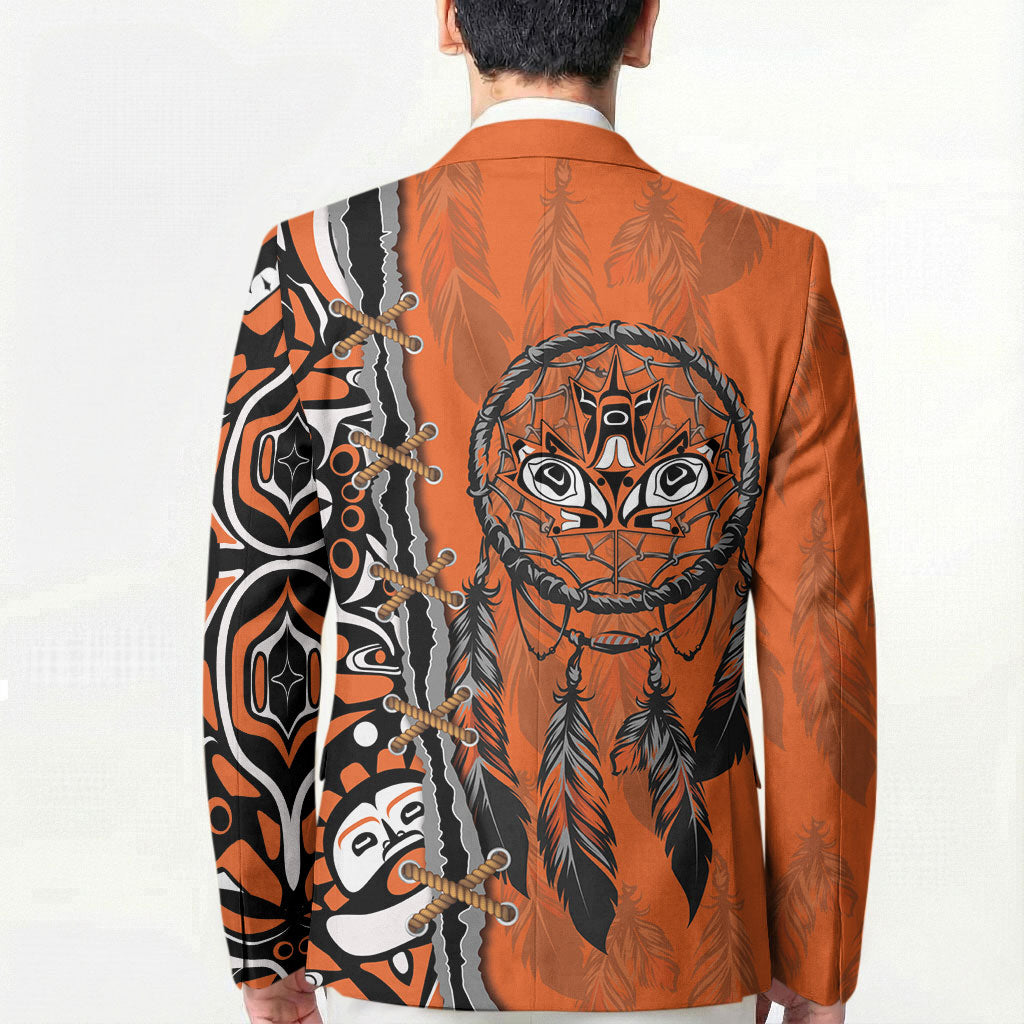 Canada Indigenous Orange Shirt Day Blazer Haida Dreamcatcher Art