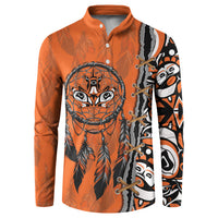 Canada Indigenous Orange Shirt Day Button Sweatshirt Haida Dreamcatcher Art