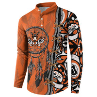 Canada Indigenous Orange Shirt Day Button Sweatshirt Haida Dreamcatcher Art