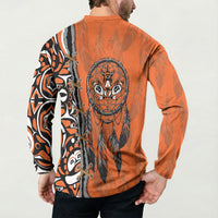 Canada Indigenous Orange Shirt Day Button Sweatshirt Haida Dreamcatcher Art