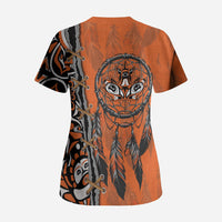Canada Indigenous Orange Shirt Day Scrub Top Haida Dreamcatcher Art