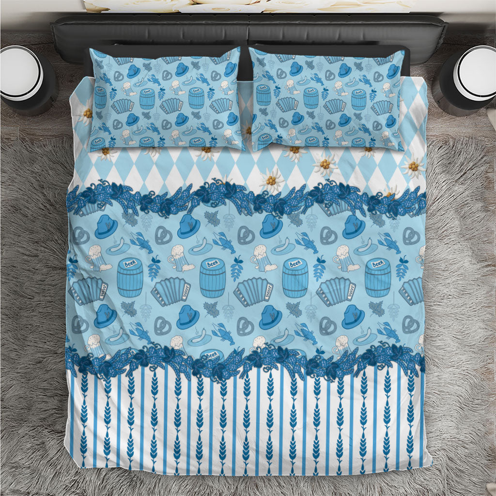 Oktoberfest Bavarian Heritage Bedding Set Edelweiss Beer Festival Blue Pattern