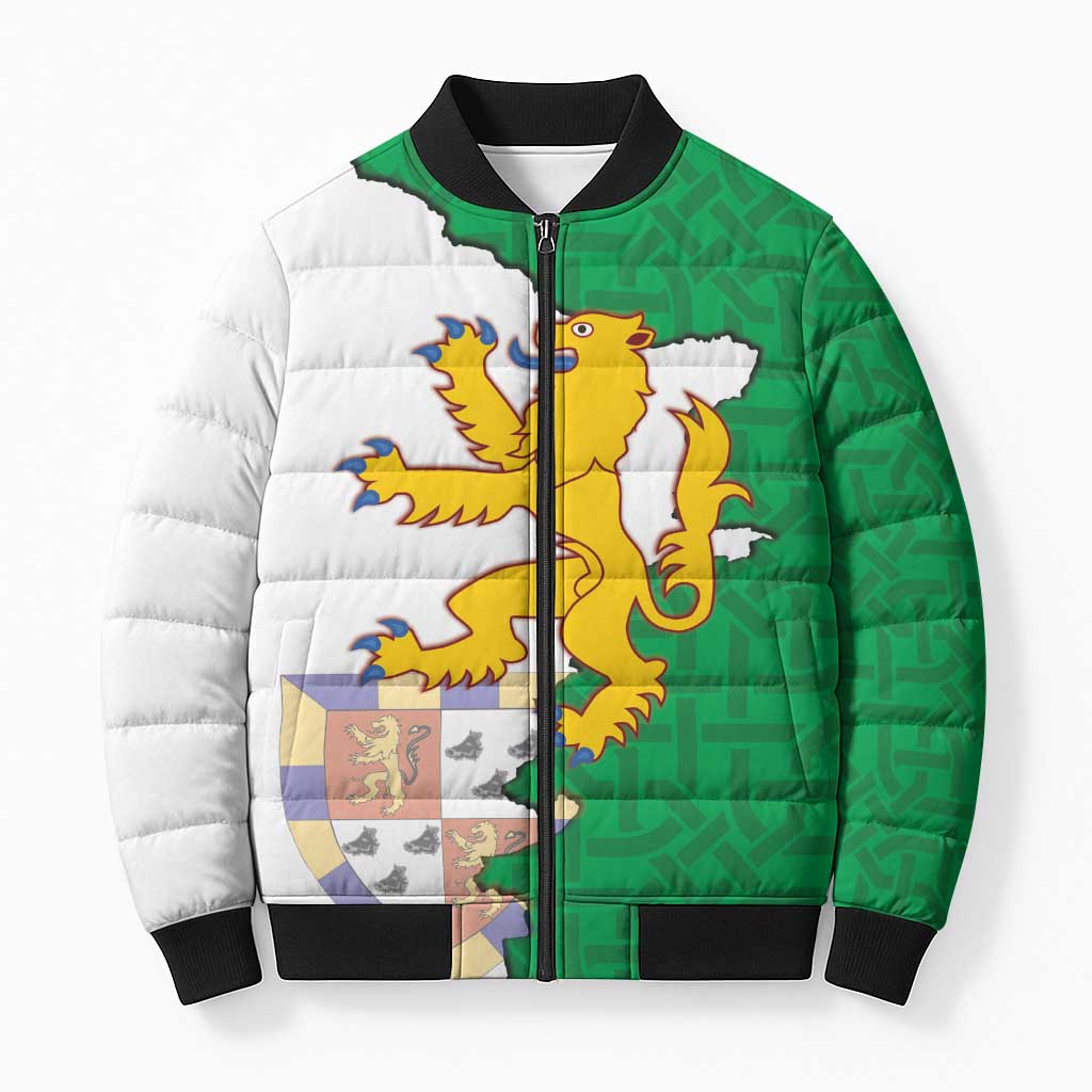 Radnorshire Wales Bomber Puffer Jacket Map and Emblem Celtic Style - Wonder Print Shop