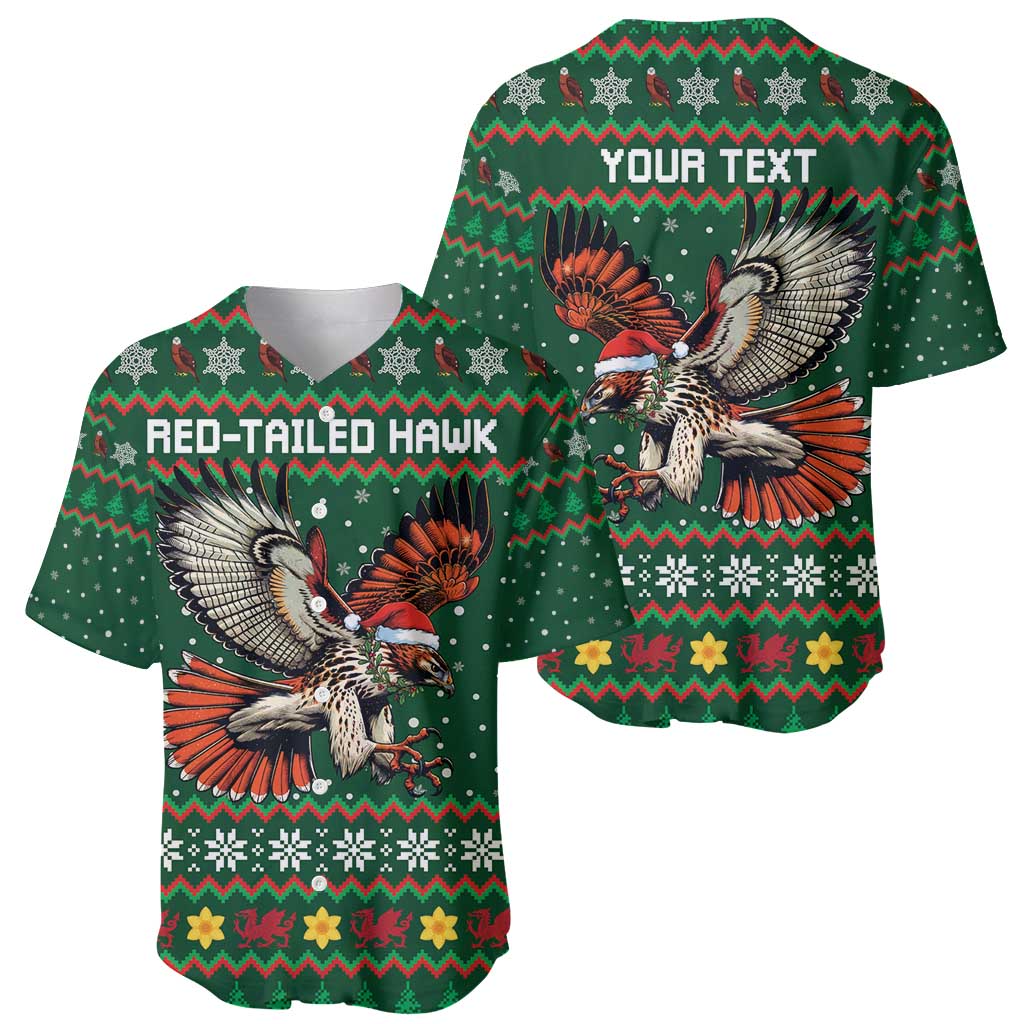 Personalized Radnorshire Wales Christmas Baseball Jersey Red-Tailed Hawk Design - Wonder Print Shop