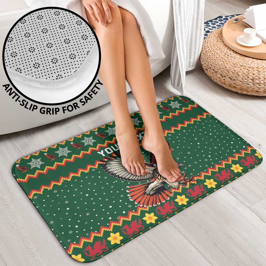 Personalized Radnorshire Wales Christmas Bathroom Set Red-Tailed Hawk Design - Wonder Print Shop