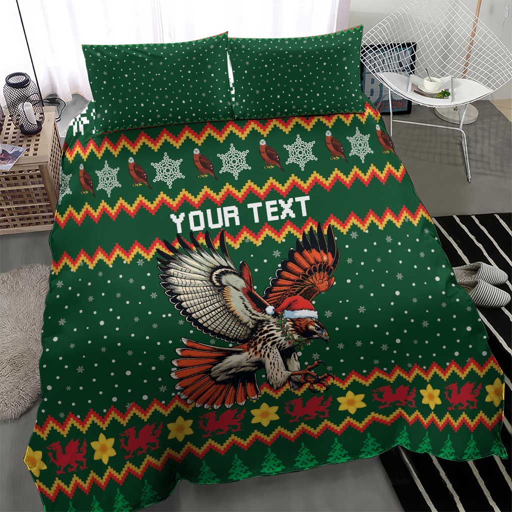 Personalized Radnorshire Wales Christmas Bedding Set Red-Tailed Hawk Design - Wonder Print Shop