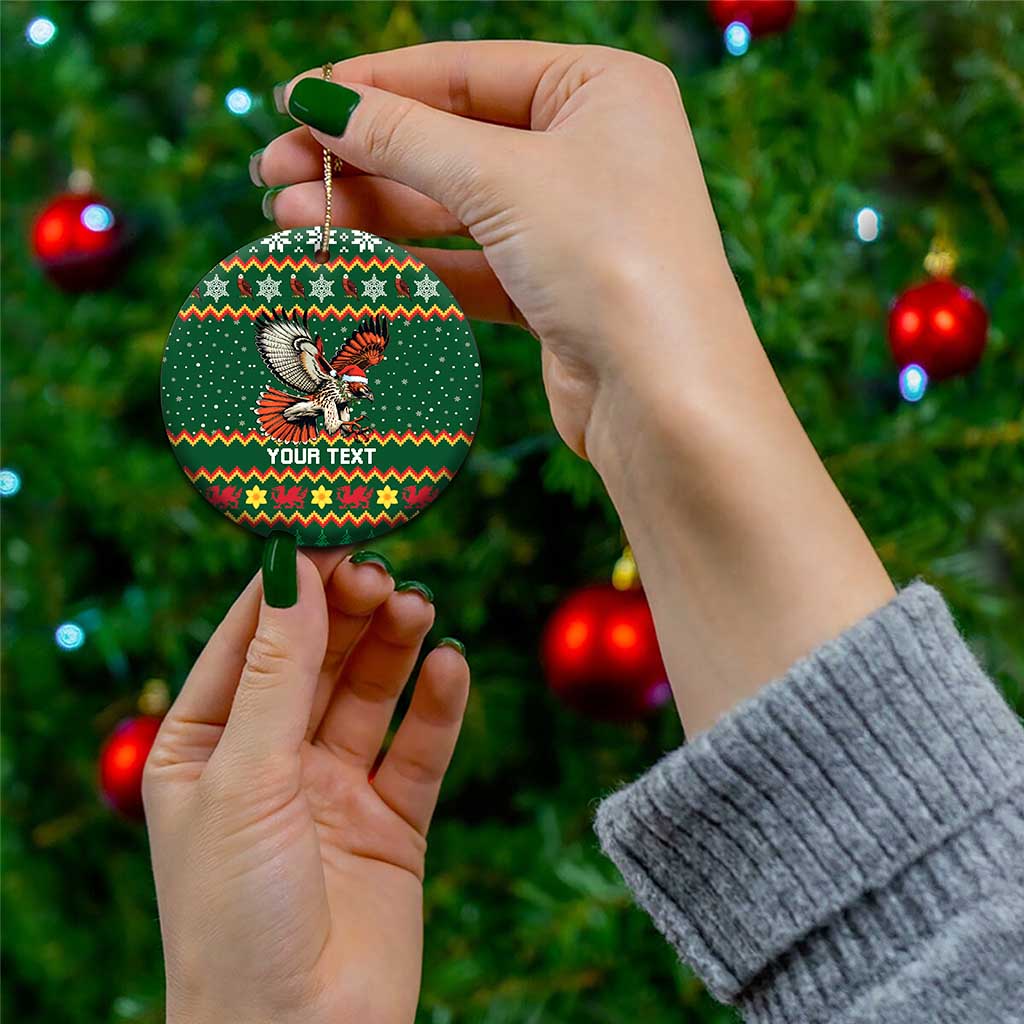 Personalized Radnorshire Wales Christmas Ceramic Ornament Red-Tailed Hawk Design - Wonder Print Shop