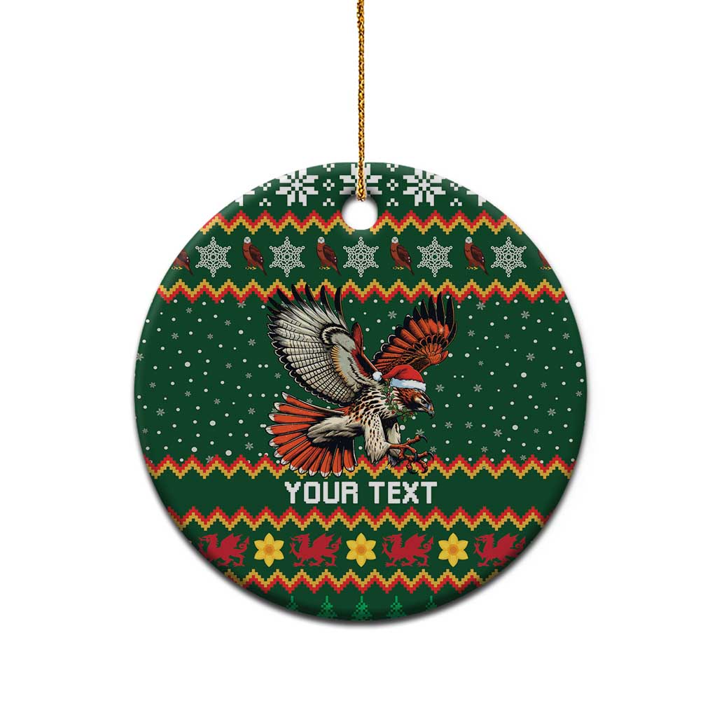 Personalized Radnorshire Wales Christmas Ceramic Ornament Red-Tailed Hawk Design - Wonder Print Shop