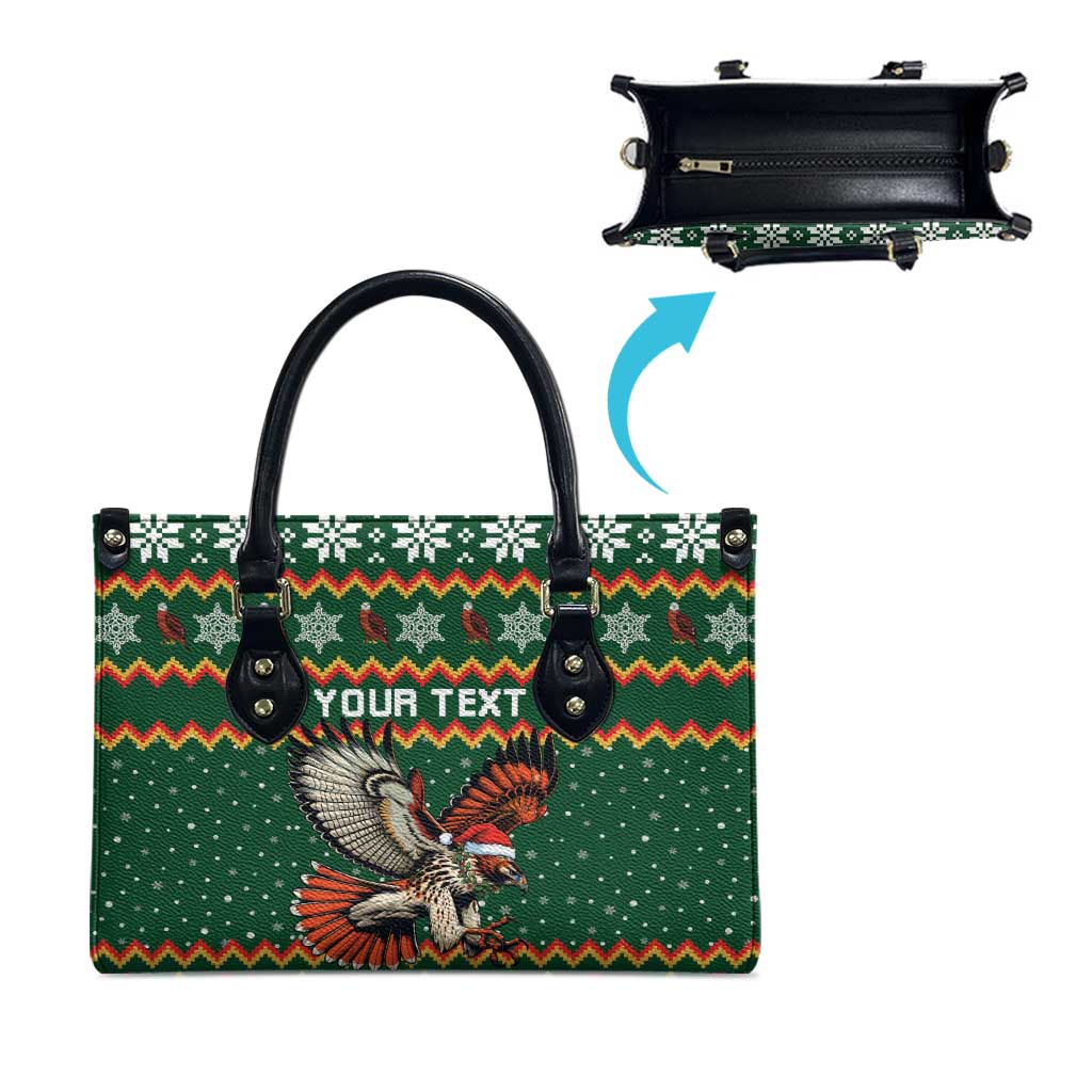 Personalized Radnorshire Wales Christmas Leather Bag Red-Tailed Hawk Design - Wonder Print Shop