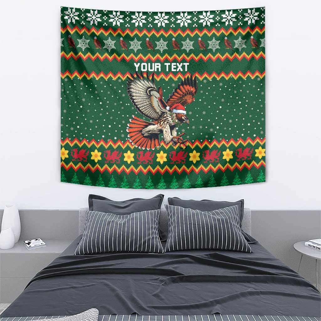 Personalized Radnorshire Wales Christmas Tapestry Red-Tailed Hawk Design - Wonder Print Shop