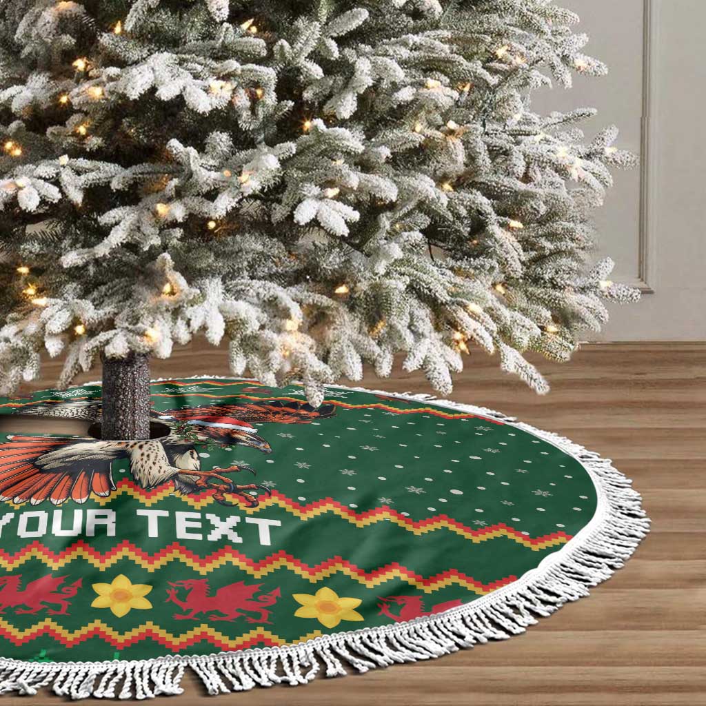 Personalized Radnorshire Wales Christmas Tree Skirt Red-Tailed Hawk Design - Wonder Print Shop