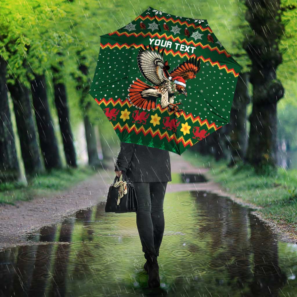Personalized Radnorshire Wales Christmas Umbrella Red-Tailed Hawk Design - Wonder Print Shop