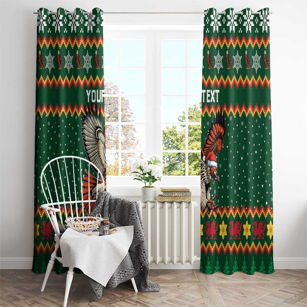 Personalized Radnorshire Wales Christmas Window Curtain Red-Tailed Hawk Design - Wonder Print Shop