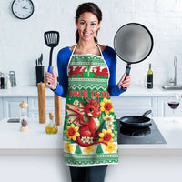 Personalized Wales Christmas Apron Cute Red Welsh Dragon and Daffodils - Wonder Print Shop