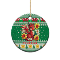Personalized Wales Christmas Ceramic Ornament Cute Red Welsh Dragon and Daffodils - Wonder Print Shop