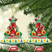 Personalized Wales Christmas Ceramic Ornament Cute Red Welsh Dragon and Daffodils - Wonder Print Shop