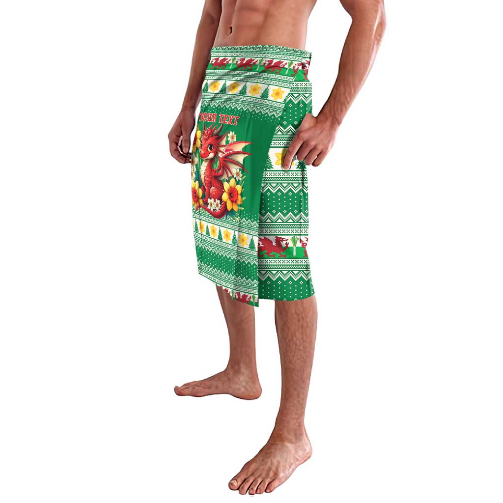 Personalized Wales Christmas Lavalava Cute Red Welsh Dragon and Daffodils - Wonder Print Shop
