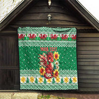Personalized Wales Christmas Quilt Cute Red Welsh Dragon and Daffodils - Wonder Print Shop