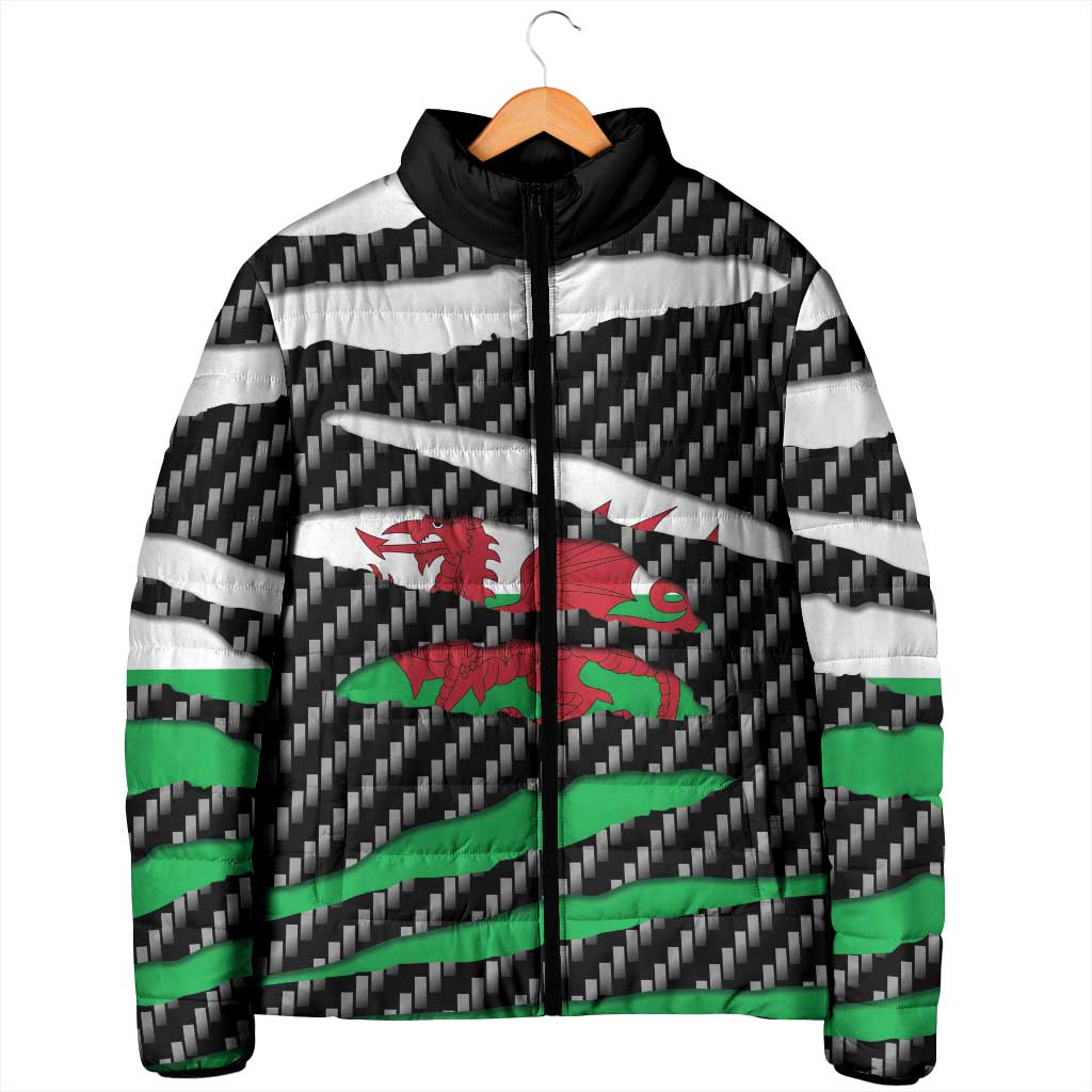 Wales Beast Padded Jacket Ripped Flag Graphic - Wonder Print Shop