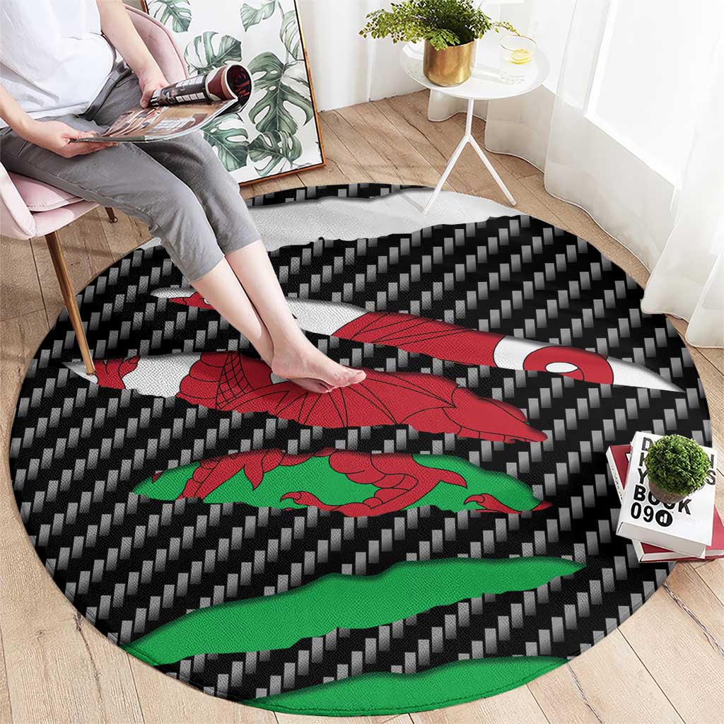 Wales Beast Round Carpet Ripped Flag Graphic - Wonder Print Shop