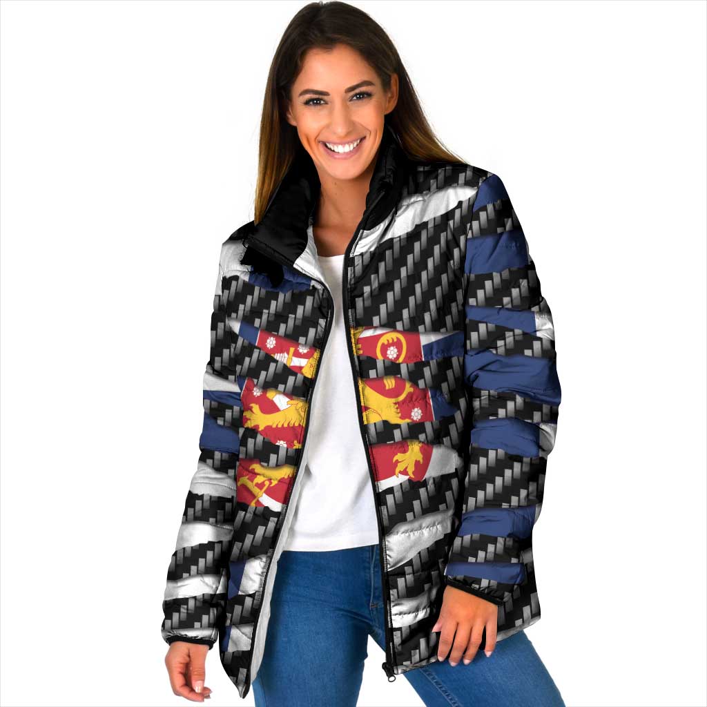 Finland Beast Padded Jacket Ripped Flag Graphic - Wonder Print Shop