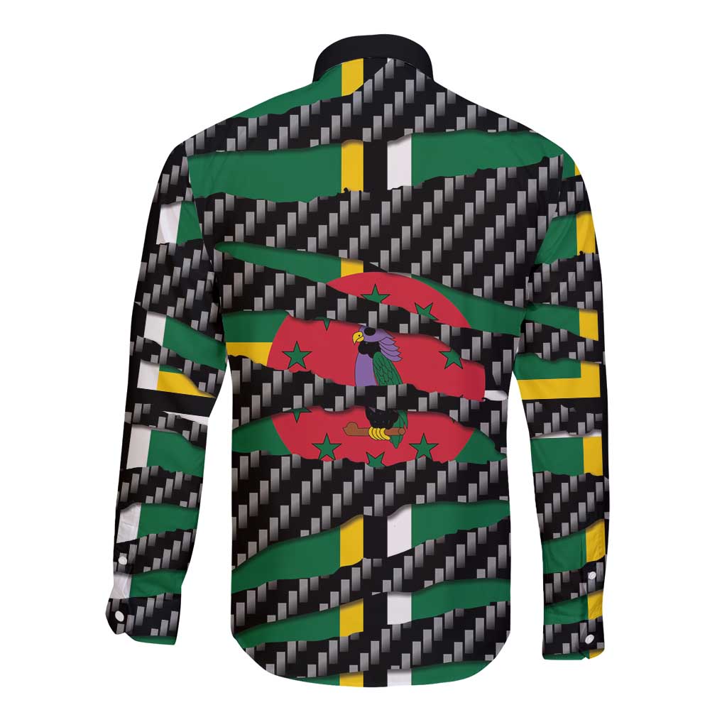 Dominica Beast Long Sleeve Button Shirt Ripped Flag Graphic - Wonder Print Shop
