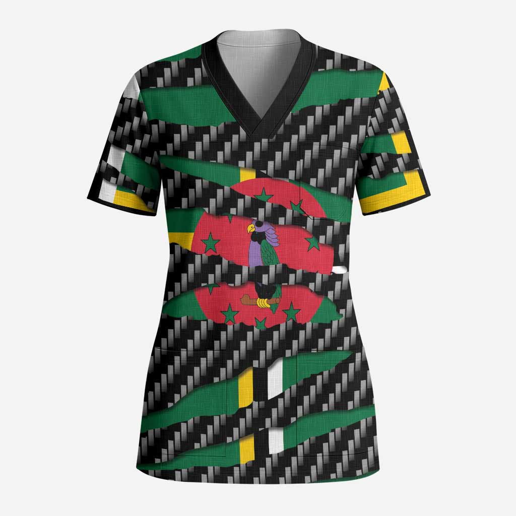 Dominica Beast Scrub Top Ripped Flag Graphic - Wonder Print Shop