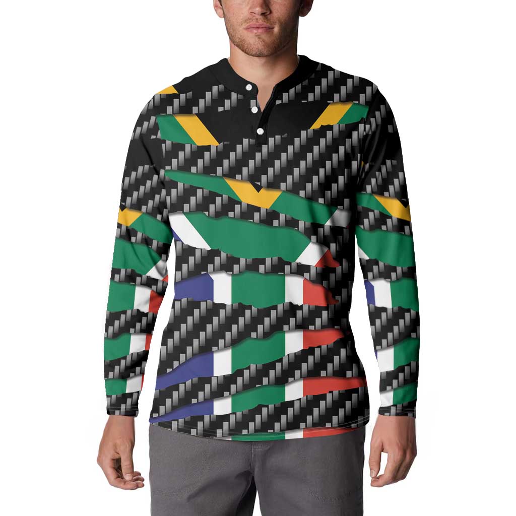South Africa Beast Button Sweatshirt Ripped Flag Graphic - Wonder Print Shop