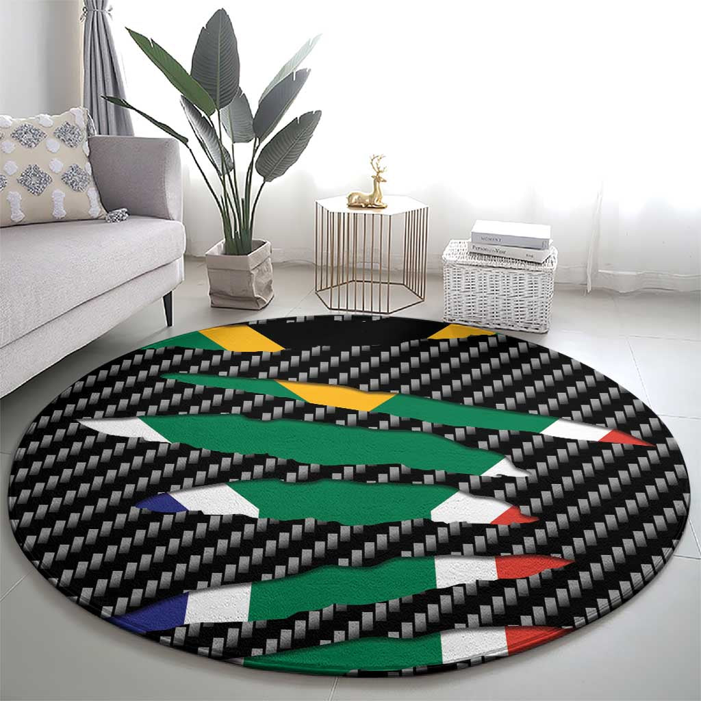 South Africa Beast Round Carpet Ripped Flag Graphic - Wonder Print Shop