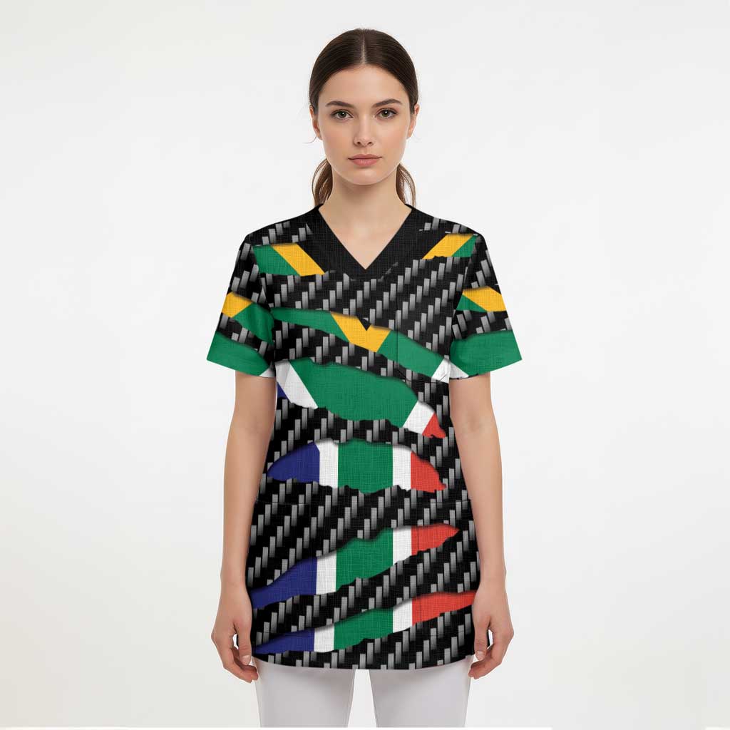 South Africa Beast Scrub Top Ripped Flag Graphic - Wonder Print Shop
