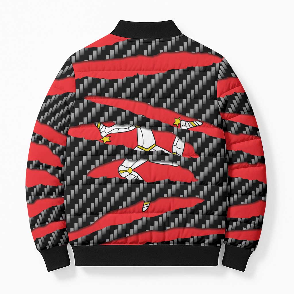 Isle of Man Beast Bomber Puffer Jacket Ripped Flag Graphic - Wonder Print Shop