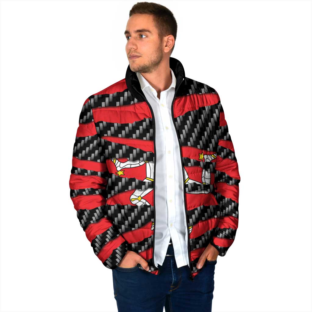 Isle of Man Beast Padded Jacket Ripped Flag Graphic - Wonder Print Shop