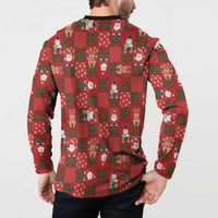 Christmas Patchwork Fake Tuxedo Button Sweatshirt Santa and Reindeer Red Plaid Style - Wonder Print Shop