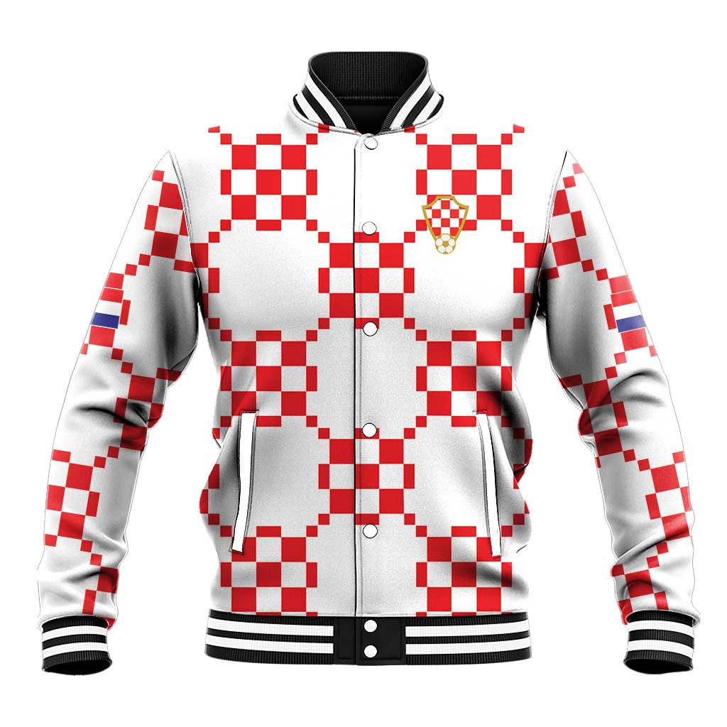 Custom World Football 2026 Croatia Baseball Jacket Hrvatska Checkerboard Style - Wonder Print Shop