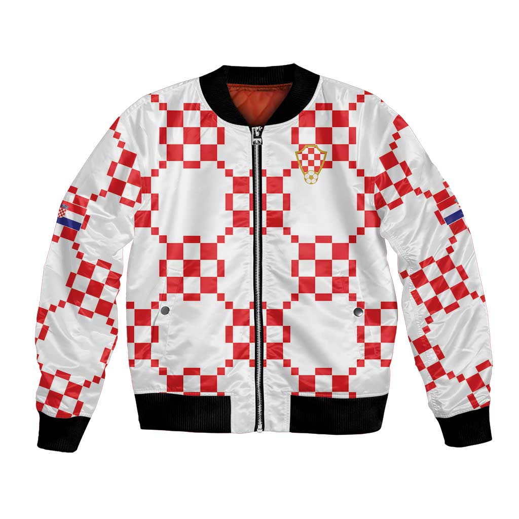 Custom World Football 2026 Croatia Bomber Jacket Hrvatska Checkerboard Style - Wonder Print Shop