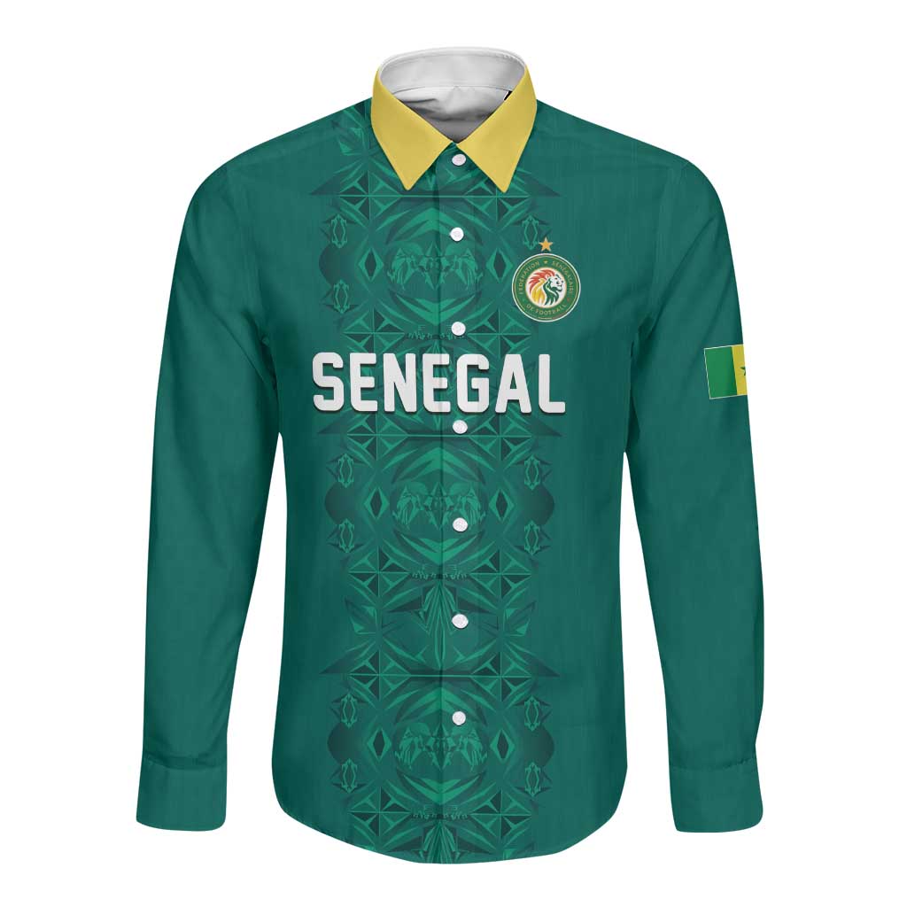 Custom World Football 2026 Senegal Long Sleeve Button Shirt Pride of the African Lions
