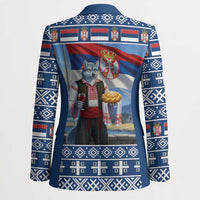 Serbia Christmas Wolf Blazer Vuk Serbian Mascot - Wonder Print Shop