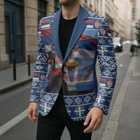 Serbia Christmas Wolf Blazer Vuk Serbian Mascot - Wonder Print Shop