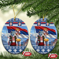 Serbia Christmas Wolf Ceramic Ornament Vuk Serbian Mascot - Wonder Print Shop