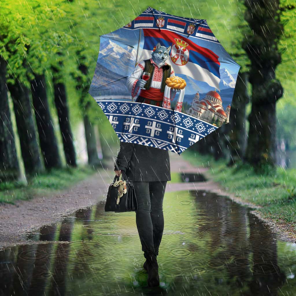 Serbia Christmas Wolf Umbrella Vuk Serbian Mascot - Wonder Print Shop