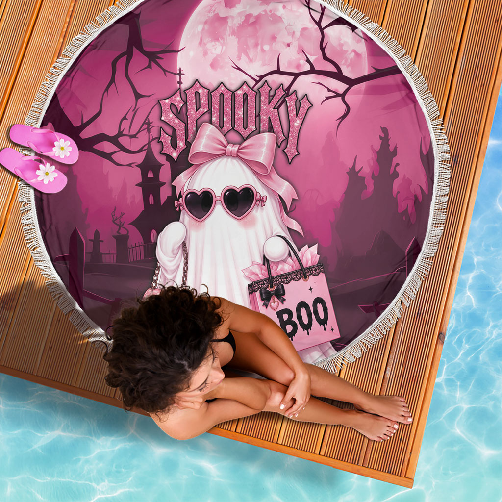 Coquette Ghost Pink Halloween Beach Blanket Spooky Glam Coquette Style