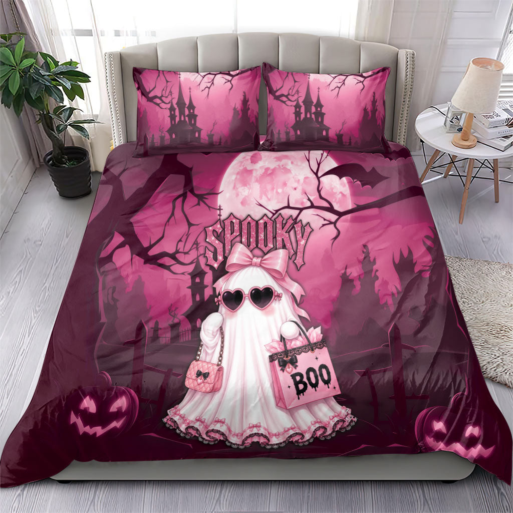 Coquette Ghost Pink Halloween Bedding Set Spooky Glam Coquette Style