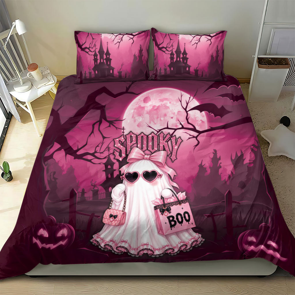 Coquette Ghost Pink Halloween Bedding Set Spooky Glam Coquette Style